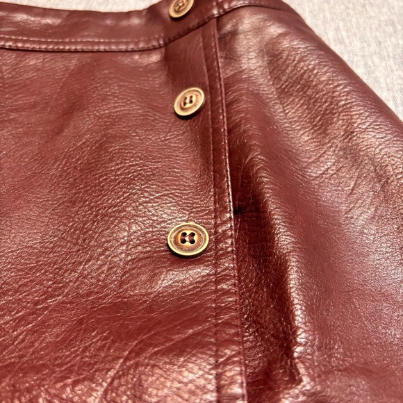 Faux Leather Skirt High Waisted, Pleather A Line Knee Length Wrap Skirt, SM - Picture 7 of 10